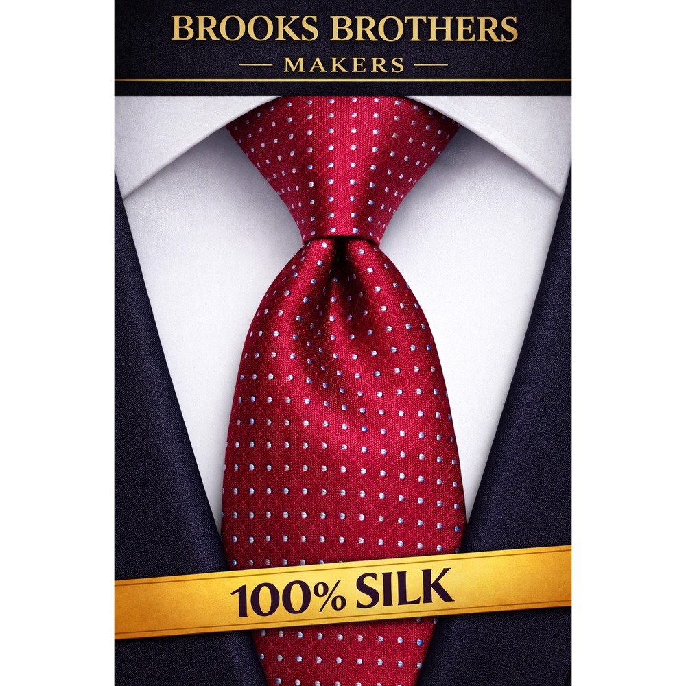 Brooks Brothers Makers‎ Silk Tie Red Micro Dot Woven England Made USA Necktie